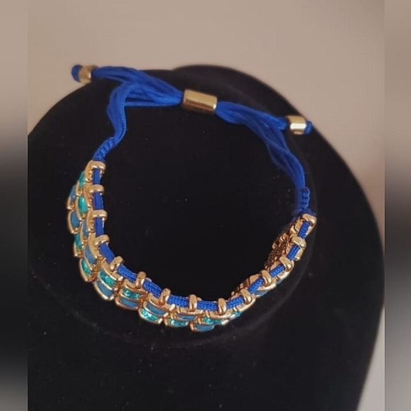 Royal Blue &Aqua Crystal Bracelet. Adjustable Strap🌴 - Picture 1 of 9